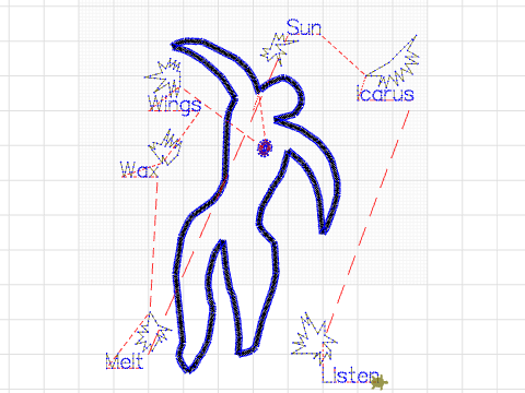 Sunday Challenge #5 - Icarus Coded With List of Words Randomly Placed