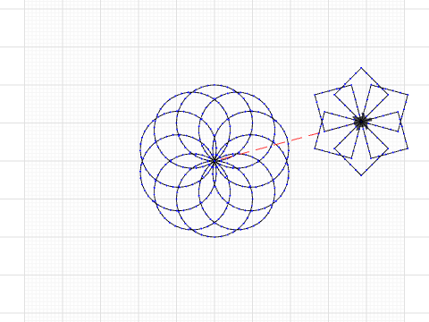 flower w 9 pedals and and square in another location