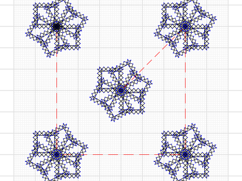 5 spinning squares