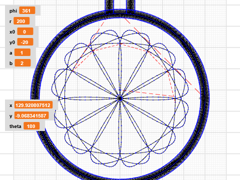 kerstbal met gedraaid lissajous 1:2