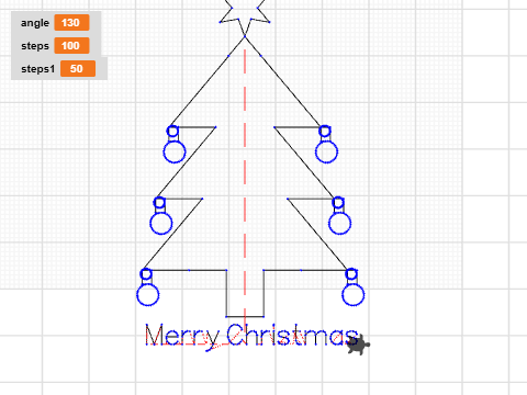 Christmas tree with stars and baubles good version with merry christmas 