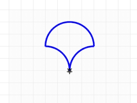 a fan shape